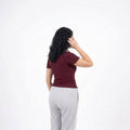 Velvet wine half sleeve top