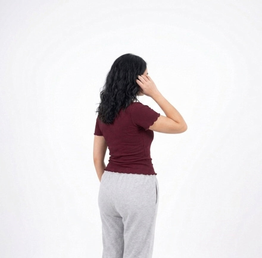 Velvet wine half sleeve top
